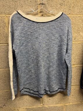 Talbots Light Blue Crewneck Sweater with Cream Stripe